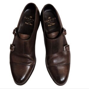 Carmina for Pelikamo Double Monk Strap Calf Leather Dark Brown Shoes Size 9.5